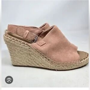 Toms Suede Blush Pink Espadrille Wedges Size 8